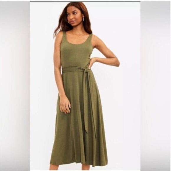 Loft Tie Waist Midi Dress Size X-Large - Picture 1 of 5